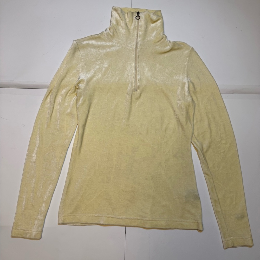 Postcard Italy Velour 1/4 Zip Pullover Medium Made in Italy Mock Neck Y2K